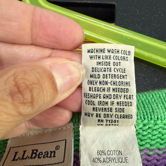 L.L. Bean Green and Purple Knit Top - Picture 6 of 6
